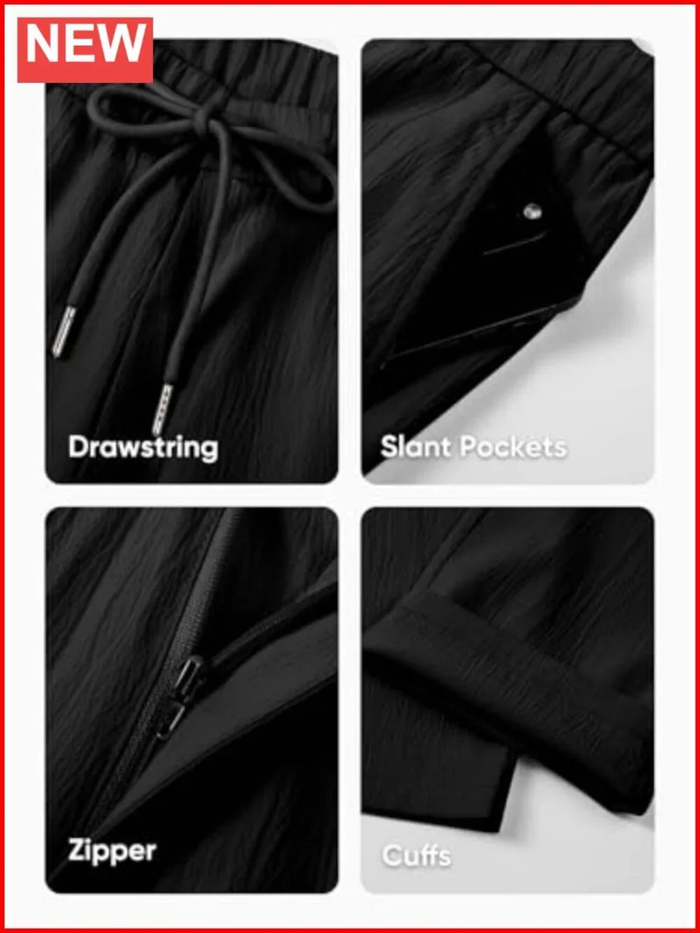 Men's Casual Drawstring Joggers Elastic Waist Lightweight Pants with Pockets